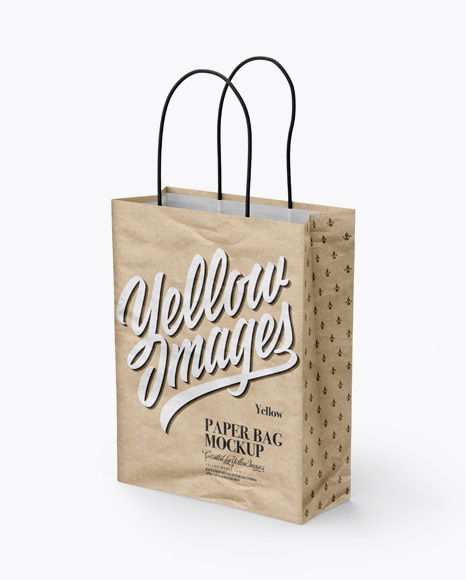 Kraft Paper Bag Mockup - Half Side View