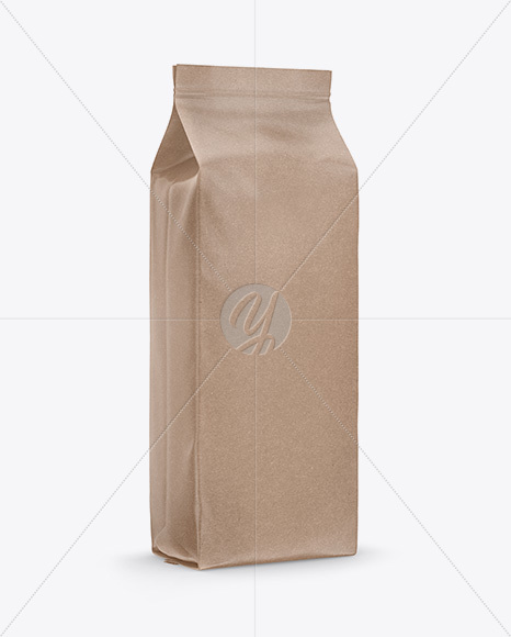 Kraft Coffee Bag Mockup - Half Side View