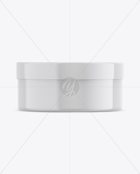 Glossy Plastic Cosmetic Jar Mockup - Front View