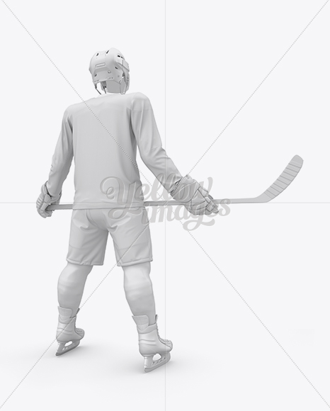 Men’s Full Ice Hockey Kit with Stick mockup (Hero Back Shot)