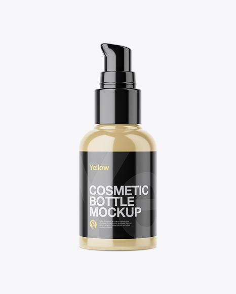 Glossy Cosmetic Bottle With Pump Mockup