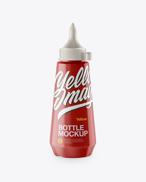 Glossy Sauce Bottle With Spout Mockup