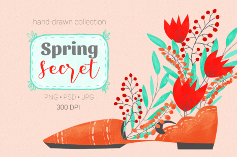 Spring Secret - clipart set - Cups