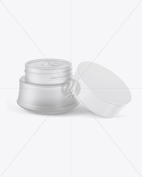 Opened Frosted Glass Cosmetic Jar Mockup