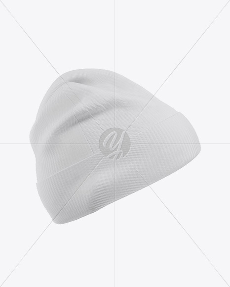 Turn Up Beanie Hat Mockup - Side View