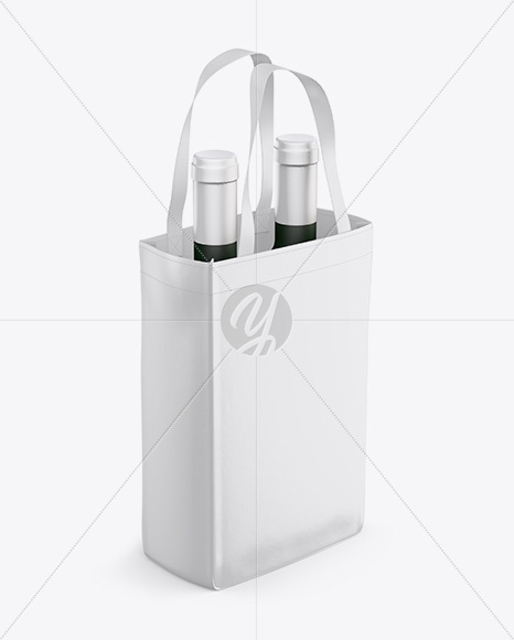 Bag With Wine Bottles Mockup - Half Side View (High-Angle Shot)