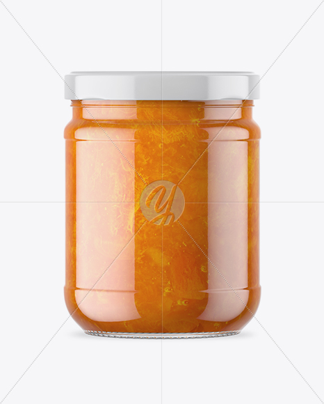 Clear Glass Jar with Apricot Jam Mockup Clear Glass Jar with Apricot Jam Mockup