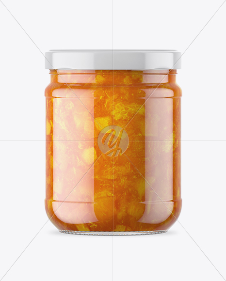 Clear Glass Jar with Apricot Jam Mockup Clear Glass Jar with Apricot Jam Mockup