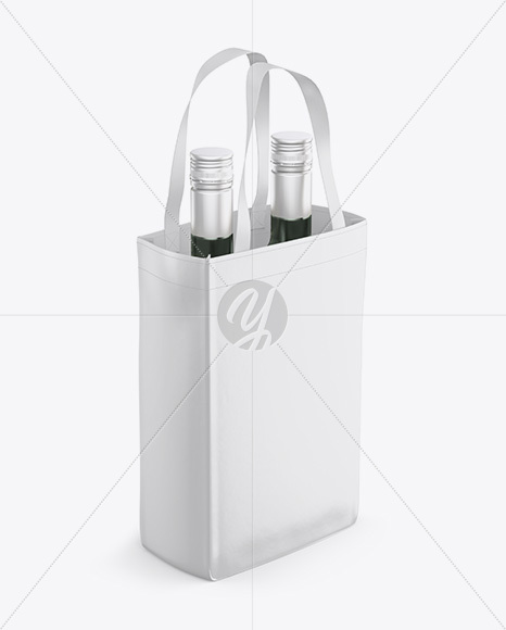 Bag With Wine Bottles Mockup - Half Side View (High-Angle Shot)