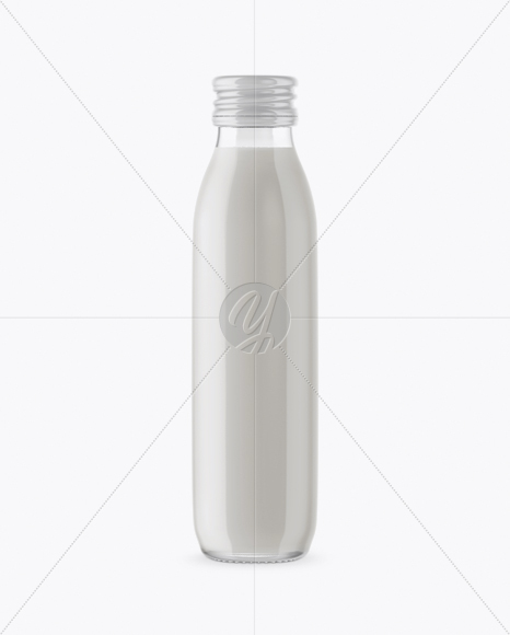 Clear Glass Milk Bottle Mockup