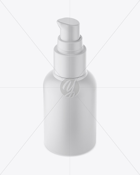 Matte Cosmetic Bottle With Pump Mockup - High-Angle Shot