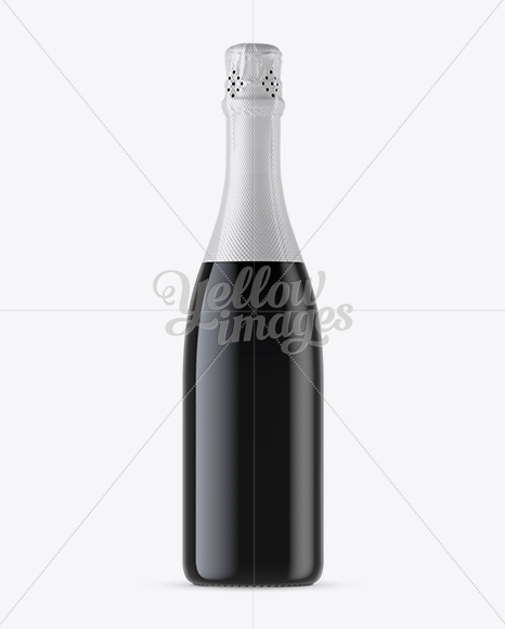 Dark Glass Champagne Bottle with Textured Foil Mockup