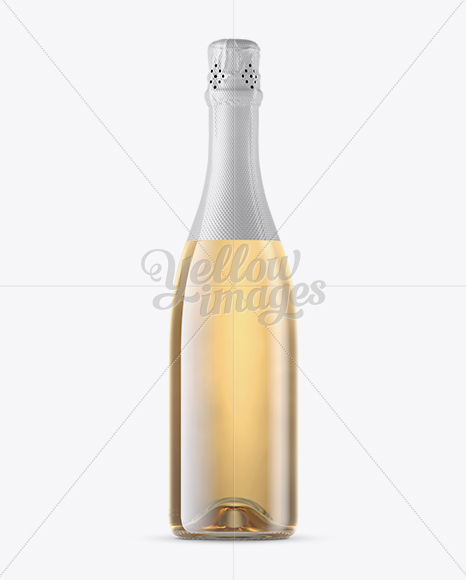 Clear Glass Champagne Bottle with Textured Foil Mockup