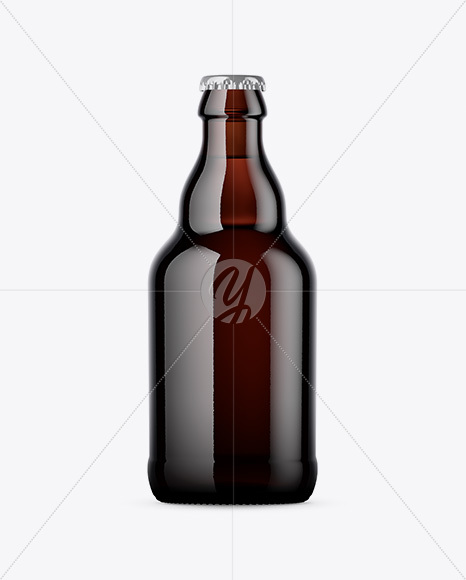 Dark Amber Beer Bottle With Cork Mockup