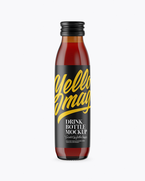 Amber Glass Red Drink Bottle Mockup