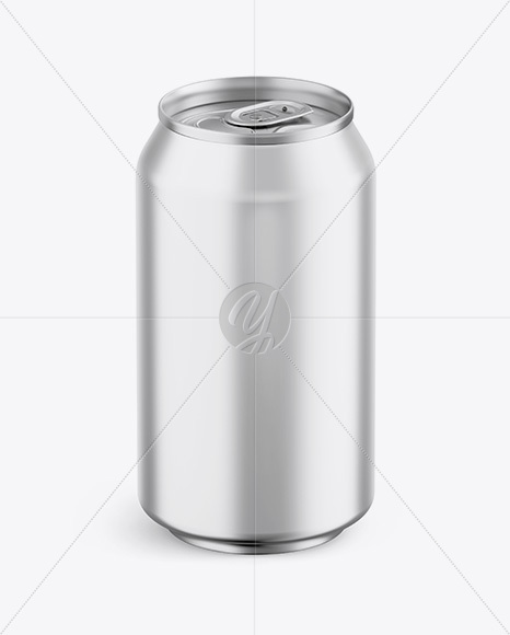 Aluminium Can With Metallic Finish Mockup - Front View (High-Angle Shot)