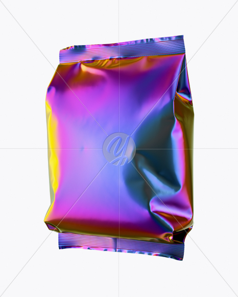 Holographic Foil Snack Package Mockup - Half Side View