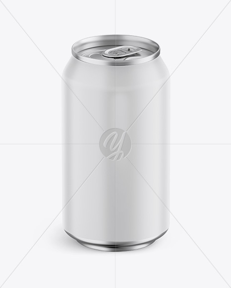 Matte Aluminium Can Mockup - Front View (High-Angle Shot)