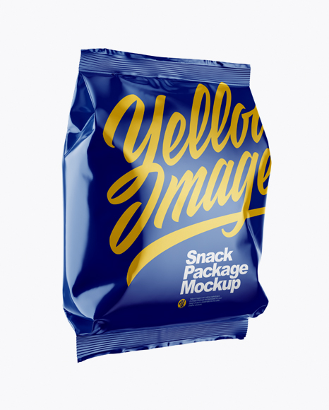 Glossy Snack Package Mockup - Half Side View