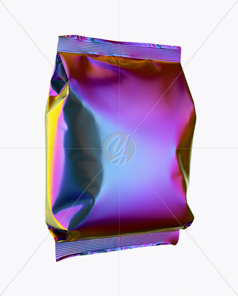 Holographic Foil Snack Package Mockup - Half Side View