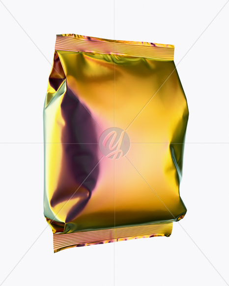 Holographic Foil Snack Package Mockup - Half Side View