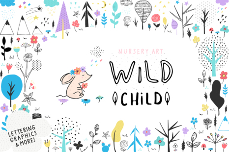 Nursery Art "Wild Child" - Illustration clipart