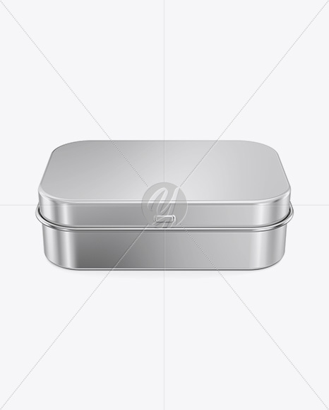 Metallic Tin Box Mockup - Front View (High-Angle Shot)