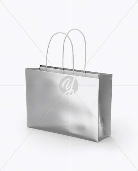 Metallic Paper Bag Mockup - Half Side View