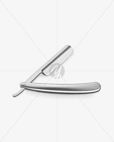 Straight Razor With Metallic Handle Mockup Straight Razor With Metallic Handle Mockup