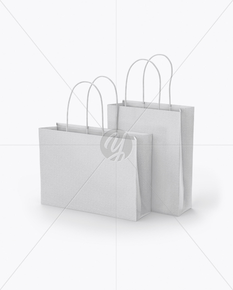 Two Paper Bags Mockup - Half Side View