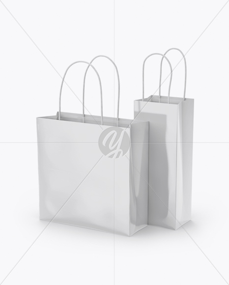 Two Glossy Paper Bags Mockup - Half Side View