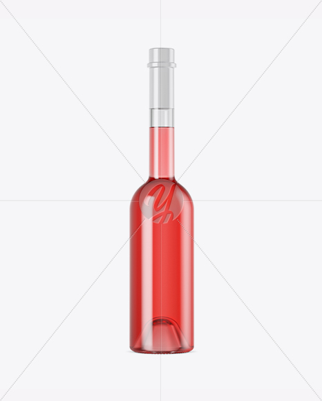 Clear Glass Pink Liqueur Bottle Mockup