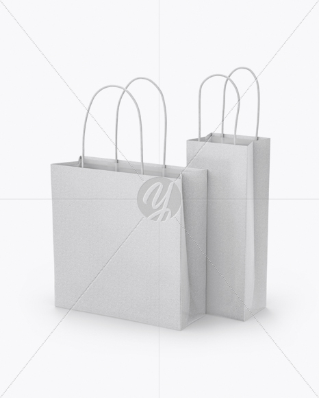 Two Paper Bags Mockup - Half Side View