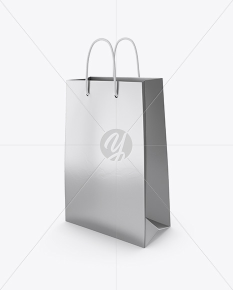 Metallic Paper Bag Mockup - Half Side View