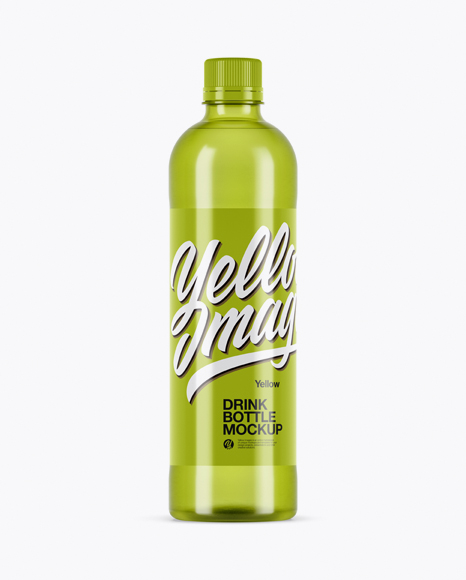 Green PET Bottle With Drink Mockup