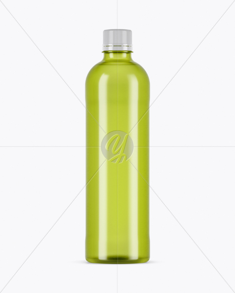 Green PET Bottle With Drink Mockup