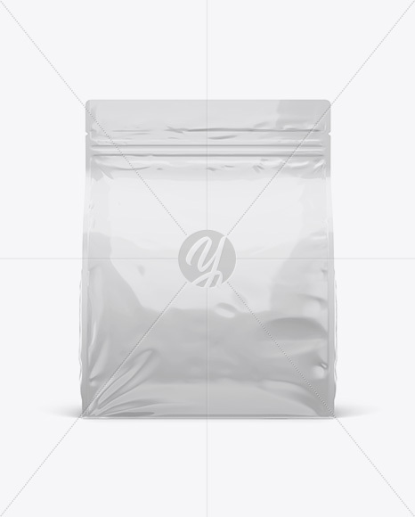 Glossy Plastic Food Bag Mockup - Front View