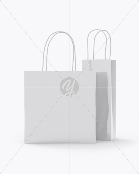 Two Glossy Paper Bags Mockup - Half Side View