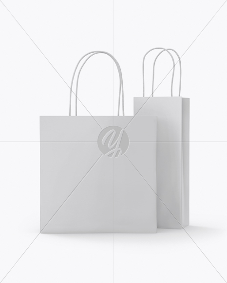 Two Matte Paper Bags Mockup - Half Side View