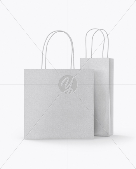 Two Paper Bags Mockup - Half Side View