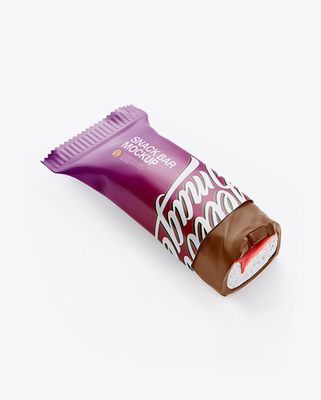 Opened Matte Snack Bar Mockup - Half Side View