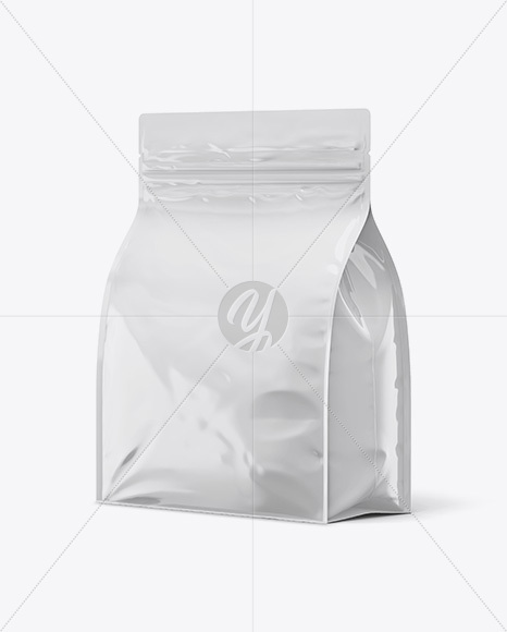 Glossy Plastic Food Bag Mockup - Halfside View