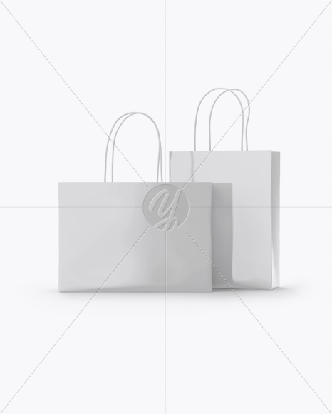 Two Glossy Paper Bags Mockup - Half Side View