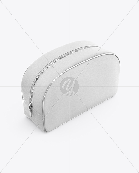 Textured Cosmetic Bag - Half Side View (High-Angle Shot)