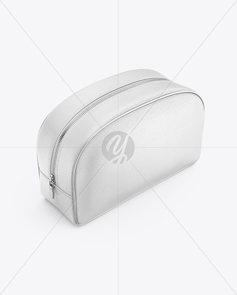 Leather Cosmetic Bag - Half Side View (High-Angle Shot)