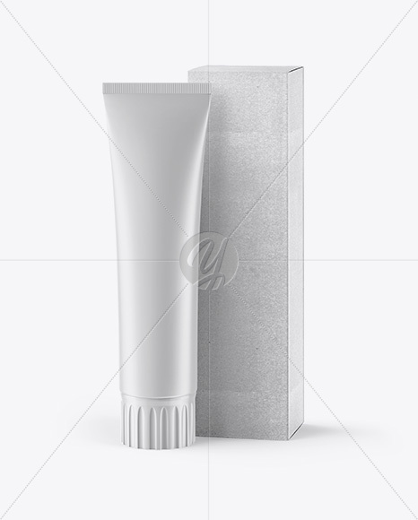 Matte Toothpaste Tube & Kraft Paper Box Mockup