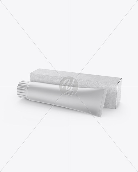 Matte Toothpaste Tube & Kraft Paper Box Mockup