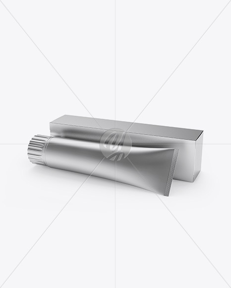 Matte Metallic Toothpaste Tube & Paper Box Mockup