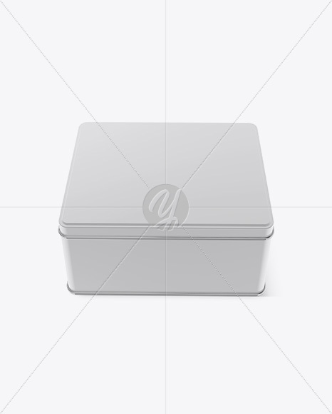 Matte Square Tin Box Mockup (High-Angle Shot)