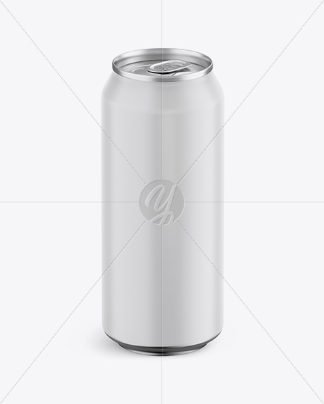 Matte Aluminium Can Mockup - Front View (High-Angle Shot)